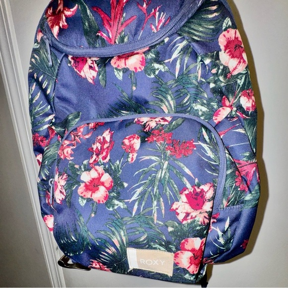 Roxy Shadow Swell Navy and Pink Floral Backpack - Picture 2 of 10
